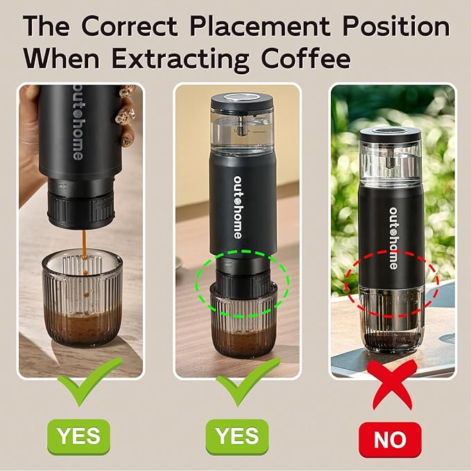 Portable Electric Espresso Machine,15 Bar Self Heating Outdoor Coffee Maker, Travel Coffee Machine for Camping With Ground Coffee and NS Capsule for RV, Office,Car Coffee with carry Bag