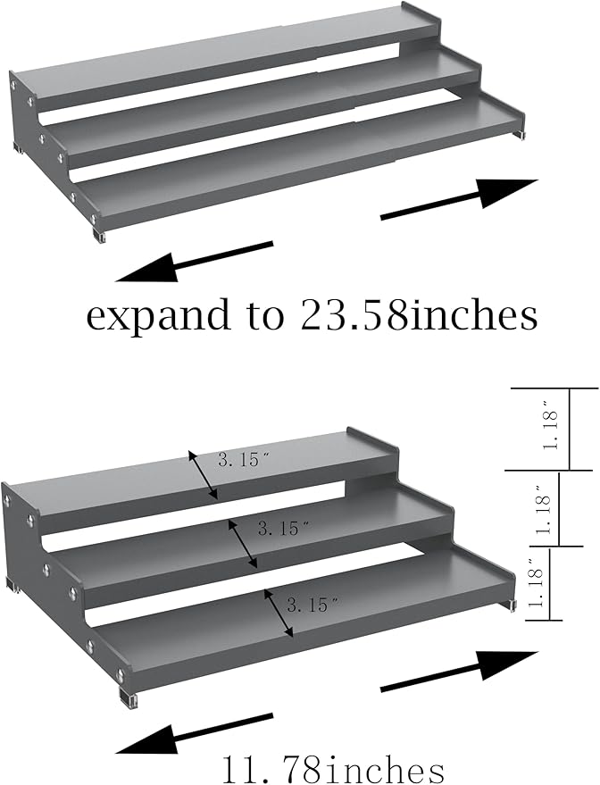 Premium Spice Rack Organizer for Countertops - tiered spice rack organizer for cabinet,spice jars, oil bottles and utensils 1 Pack Grey (modern rust-resistant design)