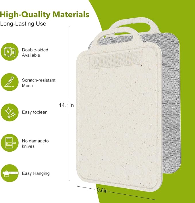 Titanium Cutting Board,Cutting Board for Kitchen Cutting Boards Double Sided with Pure Titanium & Wheat Straw PP, Easy to Clean, Non-Slip, for Meat & Vegetables, Kitchen Gift14.1X9.8