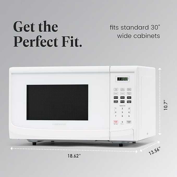 Farberware FM09WHA Microwave Oven, 0.9 Cu. Ft, White