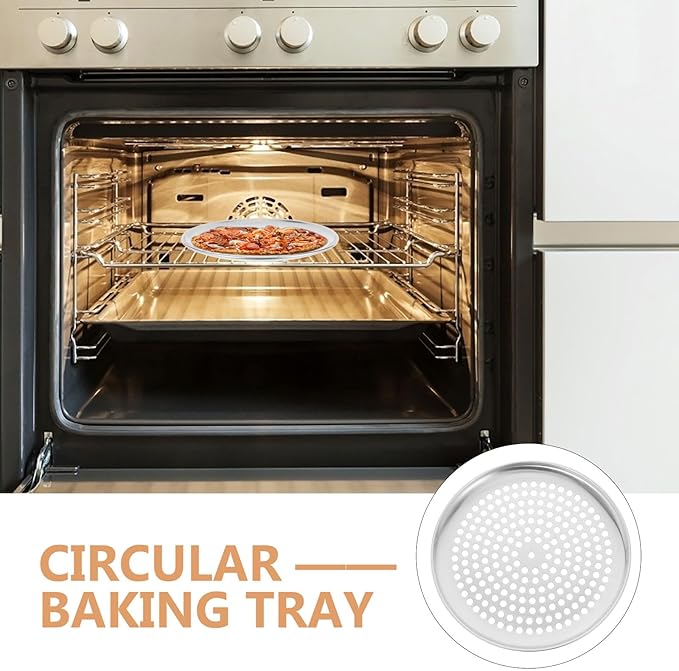 Yardwe Perforated Pizza Baking Tray 10-Inch Stainless Steel Pizza Pan with Holes Ideal for Home Oven and Restaurant Use