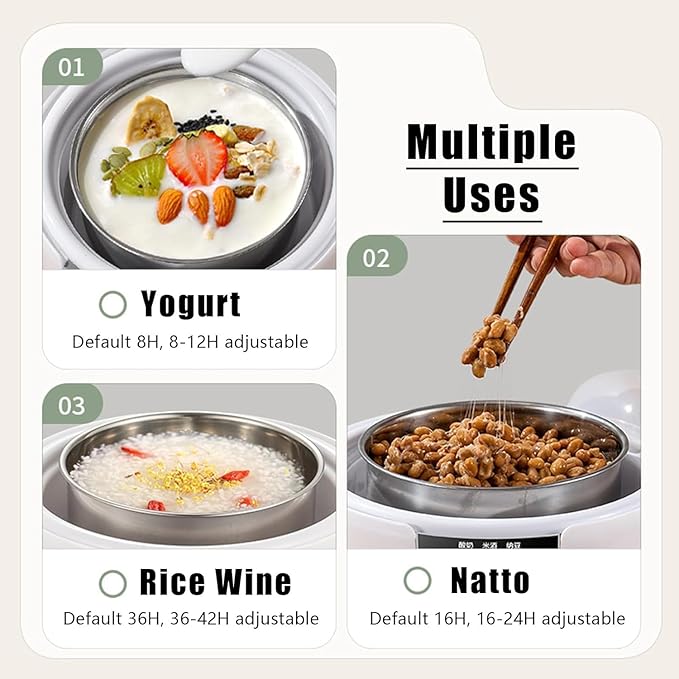 Yogurt Maker with 5 BPA-Free Jars, Temp Control & Smart Timer, Homemade Greek Yogurt, Effortless 3-Step Setup, LED Display - Perfect for Keto/Vegan Diets