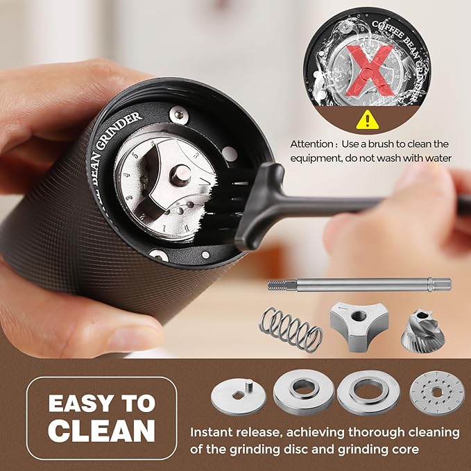 Manual Coffee Grinder CNC Stainless Steel 7 Star Conical Burr Coffee Grinder Hand with12 gears Adjustable Coarseness For Espresso, Drip Coffee, French Press Capacity 25g Portable Coffee Bean Grinder