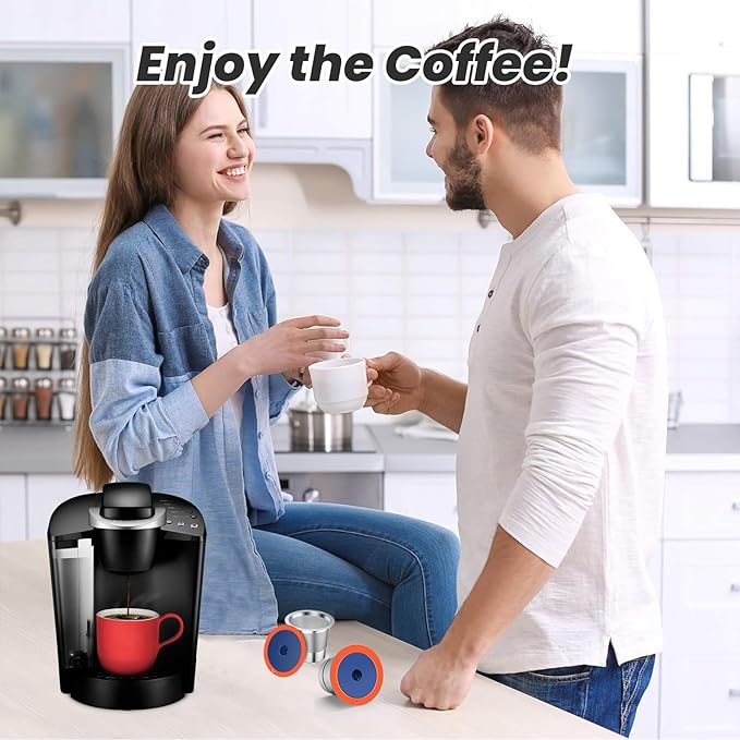 Reusable K Cups Coffee Pod Filters for keuring 2.0 and 1.0, Metal Filter for Coffee Maker,Stainless Steel Reusable K Cups Sturdy Filters (4PACK)