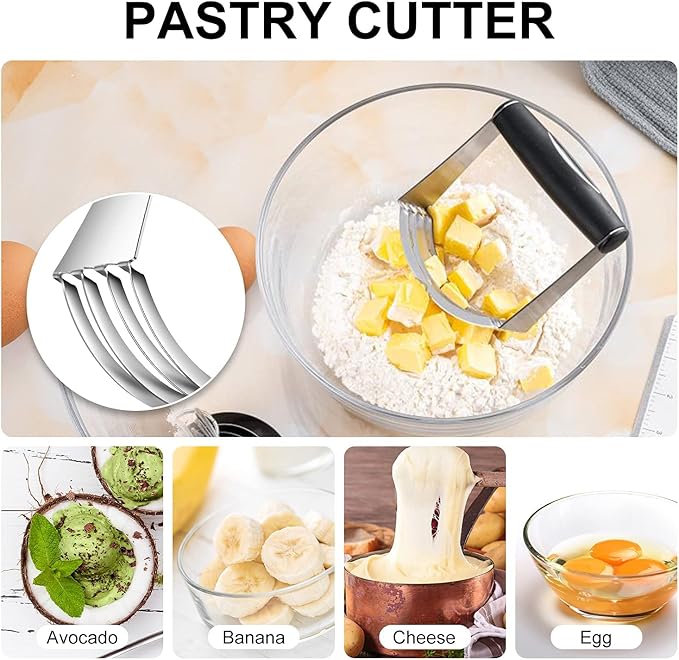 Pastry Cutter, Biscuit Cutter, Dough Scraper, Silicone Baking Mats, Stainless Steel Pastry Blender Set, Dough Cutter Biscuit Cutter Baking Pastry Mat Dough Blender Tools & Pastry Utensils (5 Pcs/Set)