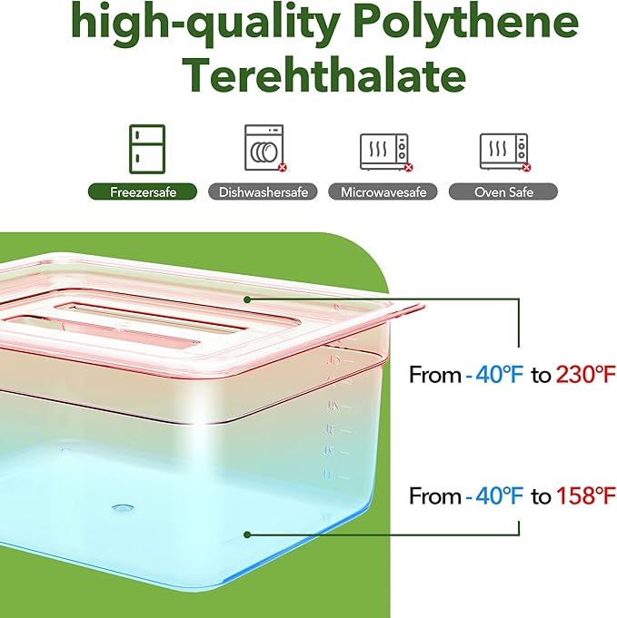 6 Pack Plastic Food Pan with Lid 1/2 Size 6 Inch Deep Restaurant Clear Food Storage Containers Polycarbonate Commercial Hotel Pans for Fruits Vegetables Beans Corns (6 PCS, 6'' Deep)