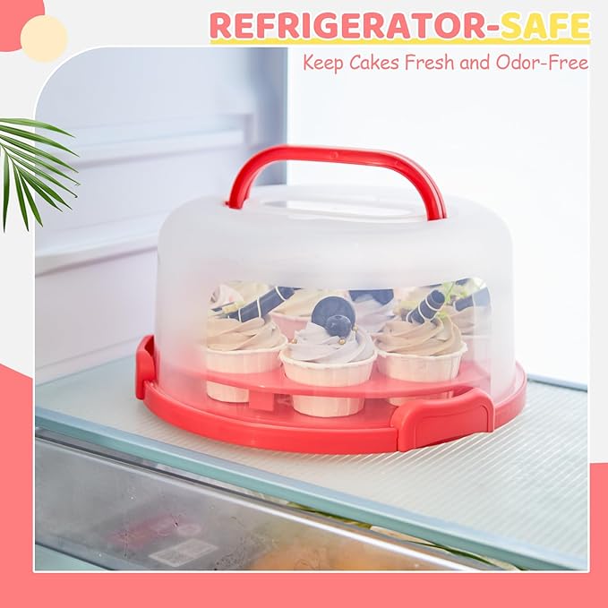 Ohuhu Cake Carrier, BPA-Free Cake stand with Lid and Handle Cake Transport Container Portable Cake Holder Two Sided Base for Pies Cookies Nuts Fruit etc - Suitable for 10 inch Cake Perfect Gifts