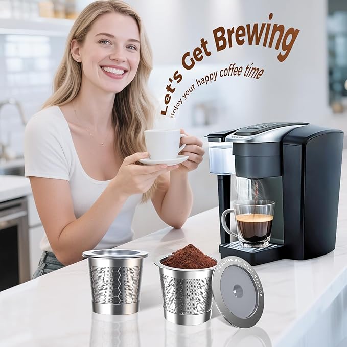 Reusable K Cups for Keurig 1.0,Stainless Steel K Cup Reusable Coffee Pods Compatible with Keurig 1.0,Metal Keurig Reusable Coffee Pods with Upgrade Double-layer fine mesh Design(2 Pack)