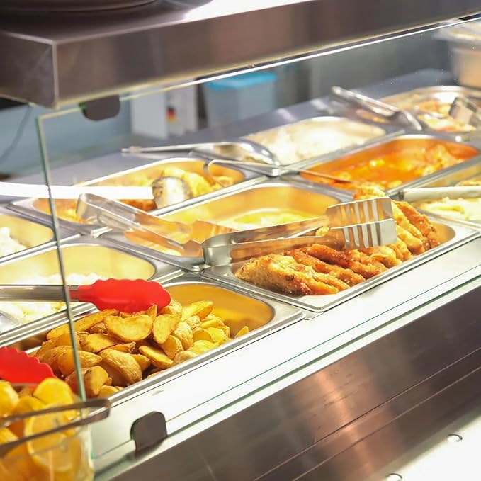 HOIGON 4 Pack 1/3 Size Steam Table Pans with Lids, 4 Inch Deep Stainless Steel Hotel Pans for Buffet, Restaurants, Catering