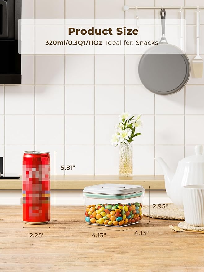 Mini Snack Containers - 0.3 Qt Pop Food Storage Containers, BPA Free Small Food Containers with Lids, Food-Grade Air Tight Containers Candy Jars 320ml