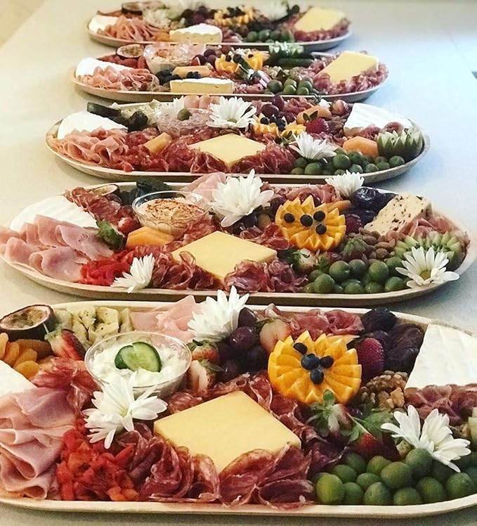 10-Pack 22"x12" Palm Leaf Trays | Eco-Friendly, Compostable Platters for Weddings, Charcuterie Boards & Events