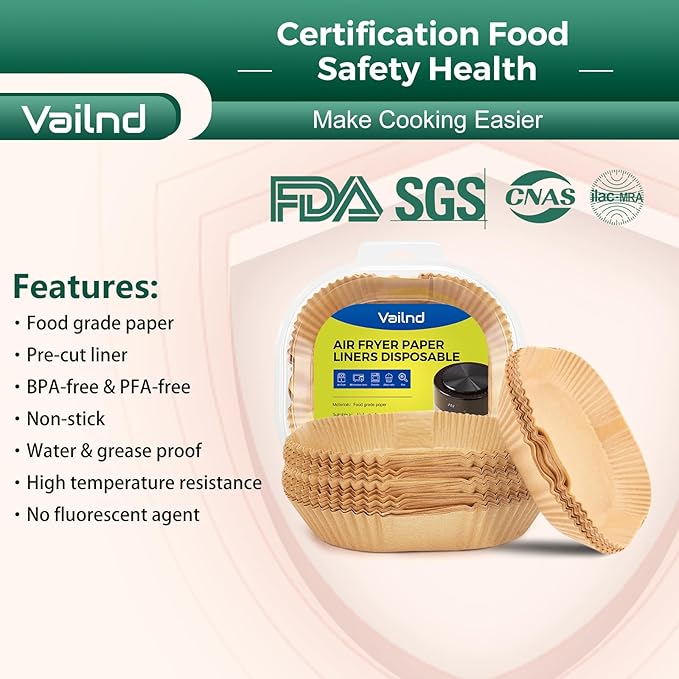 Small Air Fryer Liners Disposable, 2 QT Parchment Paper for COSORI 2.1 Qt Air Fryer, 125PCS 4.7 Inch Square Baking Paper Sheets for Mini Airfryer Basket
