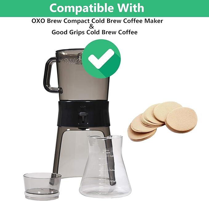 100 Count Unbleached Coffee Filters,Paper Filter Compatible With OXO Good Grips Coffee Maker & Compact Cold Brew Coffee Maker