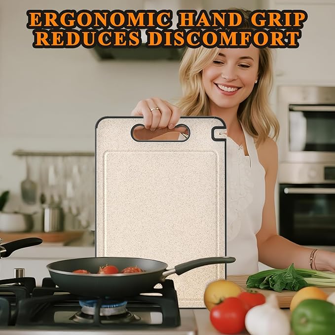 Titanium Cutting Board Professional Double - 2 in 1 Cutting Boards For Kitche, Pure Titanium and Wheat Straw PP, Double Sided 14.4 x 9.8 Inch - Dishwasher Safe, for Fruits, Meat, Vegetables, Camping