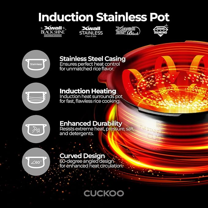 CUCKOO CRP-EHSS0309FG 3-Cup (Uncooked) / 6-Cup (Cooked) Induction Heating Pressure Rice Cooker with Nonstick Inner Pot, 16 Menu Modes, Fuzzy Logic Tech, 3 Voice Guide, Auto Clean (Gold)