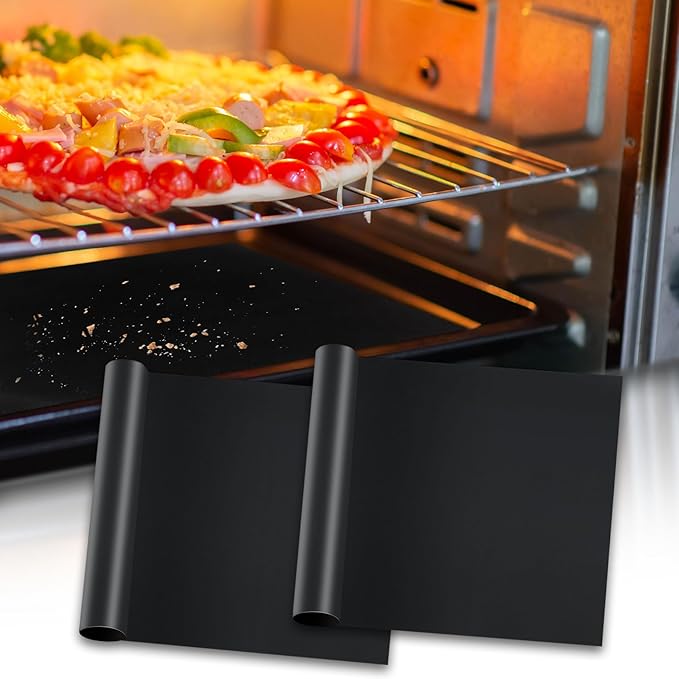 Oven Liners for Bottom of Oven/Electric Oven/Gas Oven/Toaster Oven/Microwave Grill,Nonstick Resuable Heavy Duty Oven Mat Oven Protector Liner BPA Free Baking Cooking Supplies,2 Pack,16x20 IN