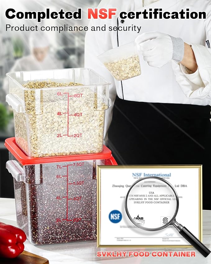 12 Quarts Sous Vide Container: 2 PCS Commercial Food Storage Containers with Lids - Clear Food Container with Scales Handles for Home Restaurant Kitchen Storage Pizza Bread