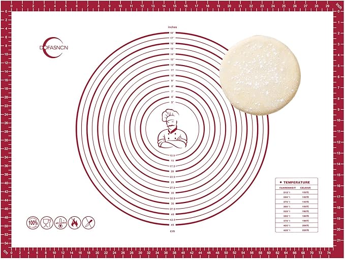 32x24" Silicone Pastry Mat for Rolling Dough Non Slip Non Stick Silicone Mats for Kitchen Counter Red