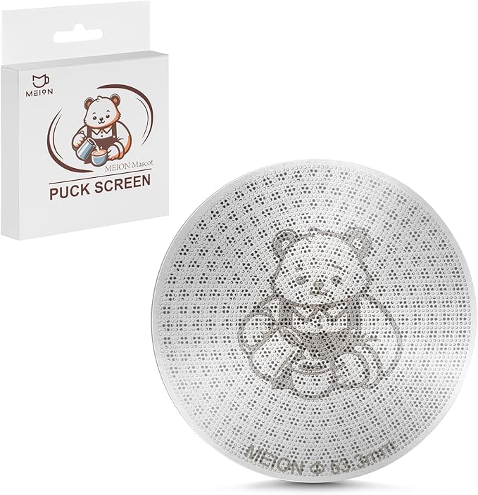 MEION 53.3mm Espresso Puck Screen-1 Pack 0.8mm Thickness Espresso Filter Screen, Reusable Metal Coffee Filter for Bottomless Portafilter Basket 54mm, Stainless Steel Coffee Puck Screen