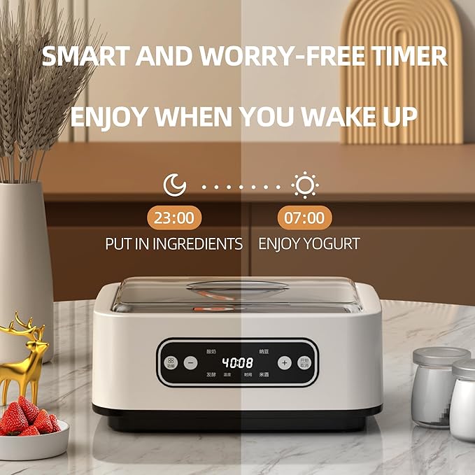 Yogurt Maker Machine, Adjustable Time & Temp Control (1-99 Hour Adjustable), 1600ML Yogurt Maker Machine for Homemade Yogurt, Versatile and Efficient Yogurt Maker for Healthy Living