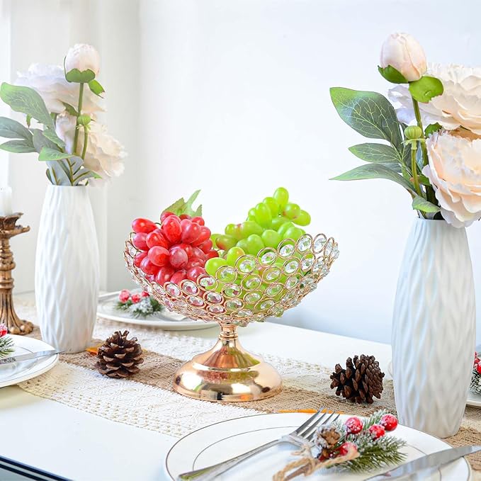 Crystal Fruit Bowl for Table Centerpiece, Snack and Dessert Holder, Elegant Crystal Bowl for Party Table (Gold, Ship Type)