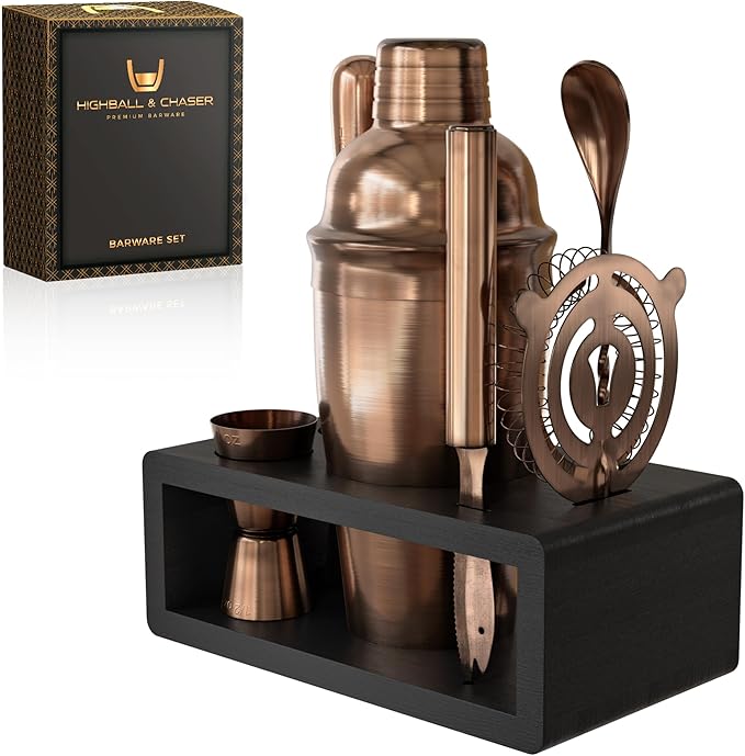 Highball & Chaser Cocktail Shaker Set: Bartender Kit for Home Bar Mixology Cocktail Bar Set Plus E-Book with 30 Recipes