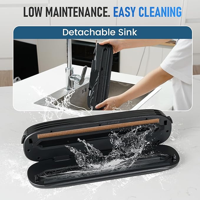 Cordless Vacuum Sealer for Food - Portable Food Saver Machine with Dry/Moist Modes, Rechargeable Design, Child Lock & Built-in Cutter - Ideal Food Vacuum Sealer Machine for Kitchen Storage