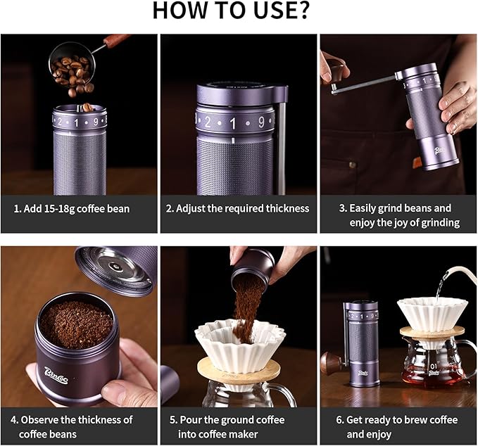 Manual Coffee Grinder with Foldable Handle, Conical Burr Coffee Grinder with 20g Capacity, Adjustable External Grind Setting for Travel,Camping,Home