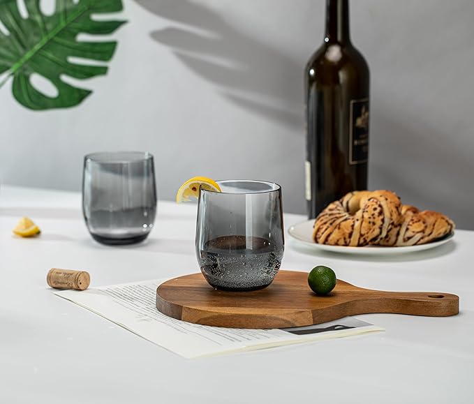 14-ounce Plastic Stemless Wine Glasses, All Purpose Arcylic Glasses, set of 6 Grey Reusable Shatter-resistant Dishwasher Safe