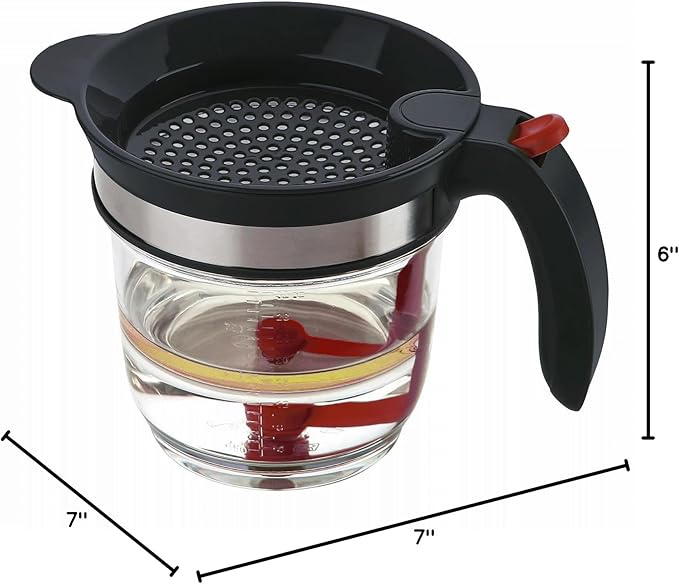 Fat Separator for cooking, 4 Cups Plastic Fat Strainers with Bottom Release, Gravy Grease Separator, Soup Oil Separator Measuring Cup