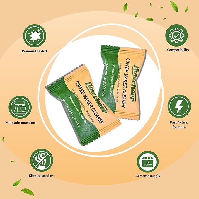 Coffee Maker Cleaner & Descaler Tablets 12-Pack - Coffee Machine Tablets for Keurig,Nespresso,Jura, Breville, Ninja, Deep Cleaning Coffee Pot Cleaner and Descaler for All Espresso Machines