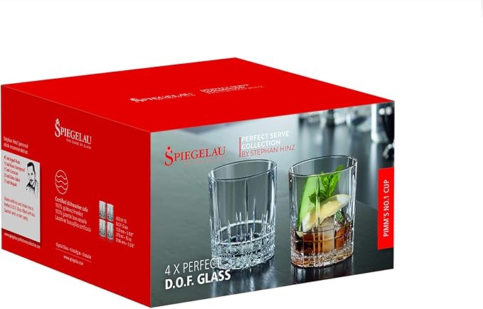 Spiegelau Perfect Serve Double Old Fashioned Glasses Set of 4 - Lowball Cocktail Glasses European-Made Crystal, Dishwasher Safe, Professional Quality Cocktail Glass Gift Set - 13 oz