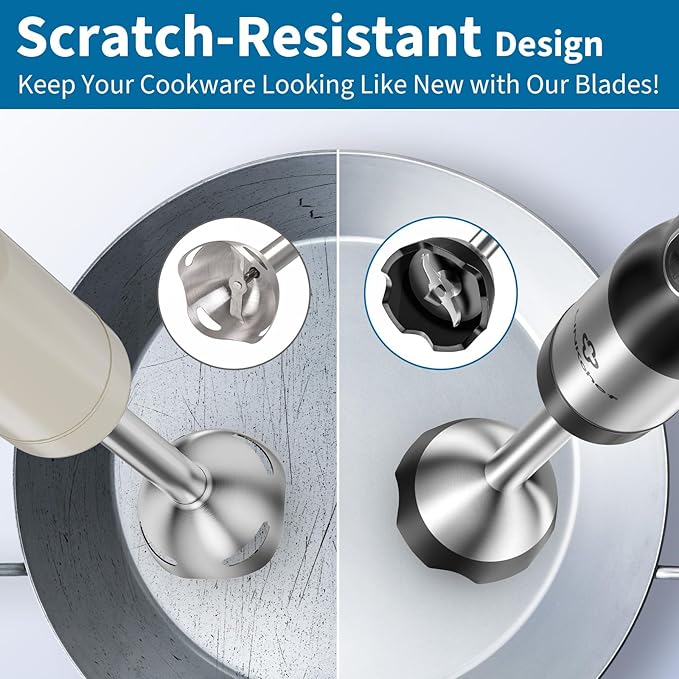 LINKChef 4 in 1 Immersion Blender Handheld, 800W with Titanium Steel Blades, 20 Speeds, Turbo Mode, Scratch-Resistant Stick Hand Blender with Whisk & Food Processor