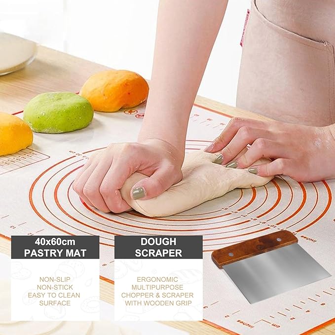 Sourdough Starter Kit with 2 Oval Banneton Proofing Baskets, 24oz Sourdough Jar, Silicone Pastry Mat, Bread Sling and Essential Tools for Sourdough Bread Making