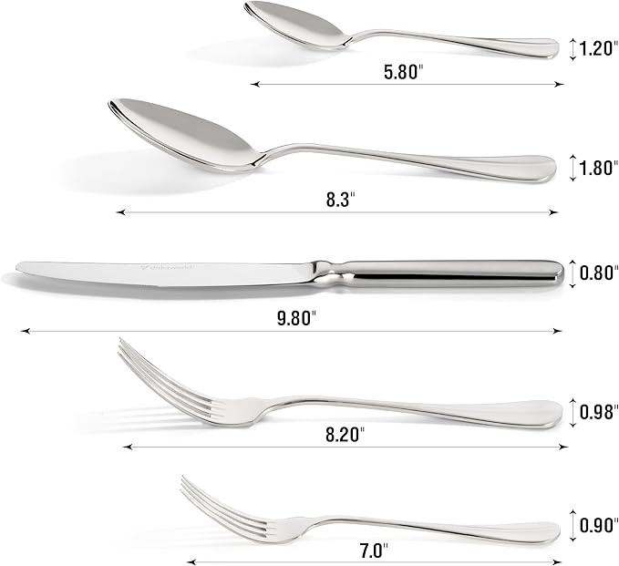 Semi-Matte Design Flatware, Silverware Set for 8 persons, 40 Piece - Spoons, Forks, and Knives 18/10 Stainless Steel, Dishwasher Safe