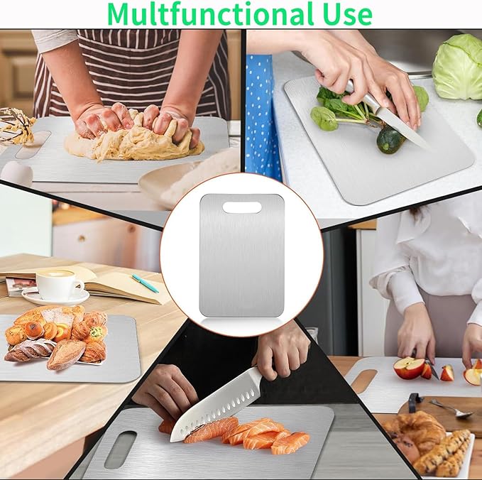 Katuchef Titanium Cutting Boards for Kitchen,Katu Chef Cutting Board,Double-Sided Food-Grade Pure Cut Titanium Chopping Board for Vegetables (11.4IN*7.9IN)