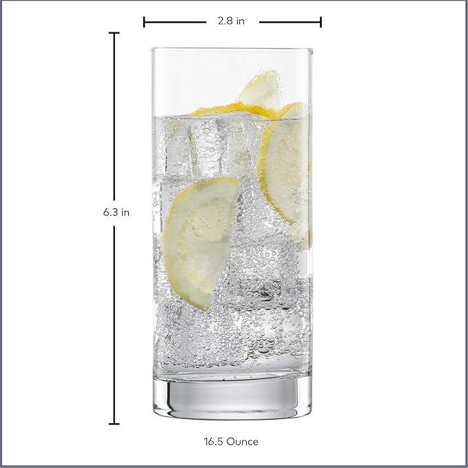 ZWIESEL GLAS Paris Iceberg Long Drink Glass 16.5 Ounce (Set of 6), Drinking Glasses for Long Drinks, Dishwasher-Safe Tritan Crystal Glasses, Made in Germany