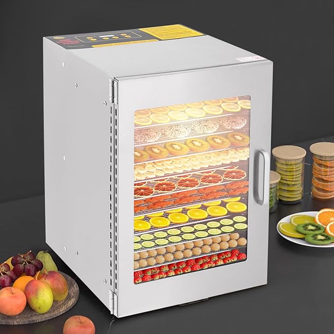 Commercial Food Dehydrator Machine, 1000W Electric Dehydrator Machine with 12 Trays, Stainless Steel Dehydrater Biltong Maker for Herbs, Veggies, Fruits, Meat, Yogurt & Dog Treats