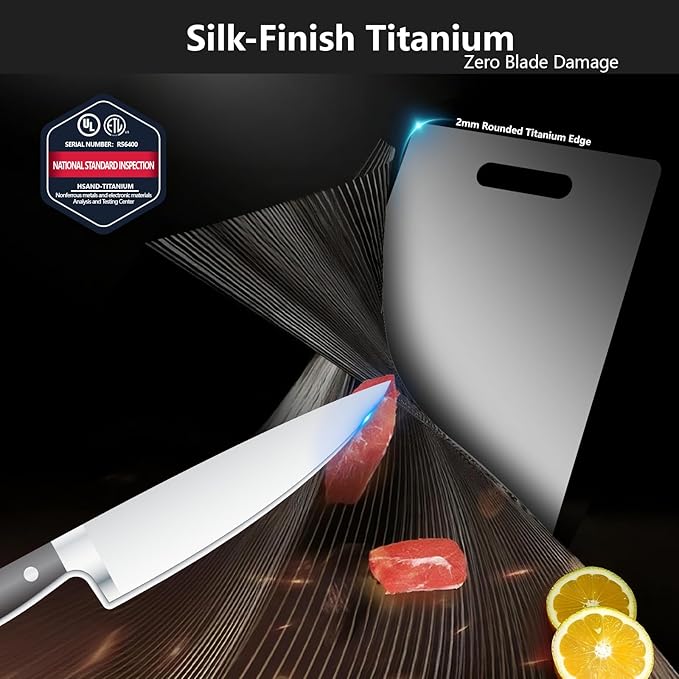 Titanium Cutting Boards for Kitchen, 100% Pure Titanium Cutting Boards, Cutting Board Double Sided Food Grade, Perfect for Sushi, Meat, Vegetables & Meal Prep – Easy To Clean
