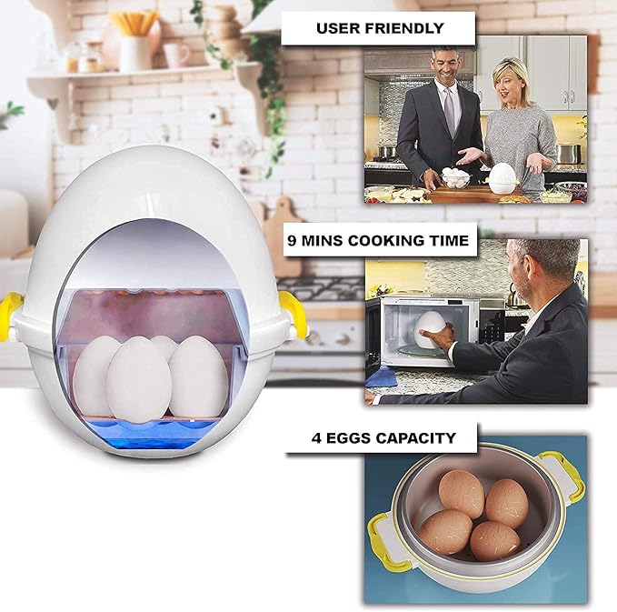 EGG POD by Emson Microwave Hardboiled Egg Maker, Cooker, Boiler & Steamer, 4 Perfectly-Cooked Hard boiled Eggs in Under 9 minutes, Dishwasher Safe, Airtight and Warp Proof As Seen On TV Set of 2…