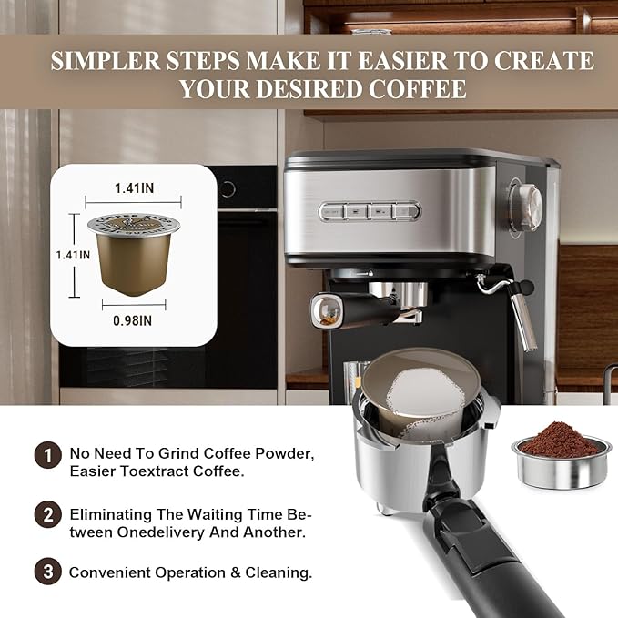 20 Bar Espresso Machine, Cappuccino Machines with Milk Frother Steam Wand, Latte Machine for Home&Barista, Automatic Shut-off Function