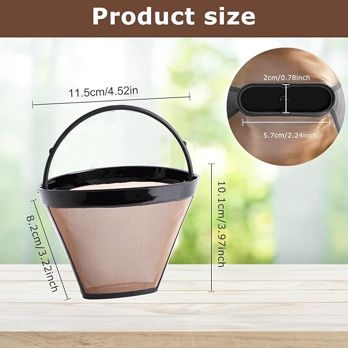 KEEPOW Reusable Coffee Filter Replacement 14 cup Compatible with Cuisinart DCC-3200 DCC-1200 Coffee Maker, Gold Tone Coffee Filter Basket 10 12 14 Cup, 1+12