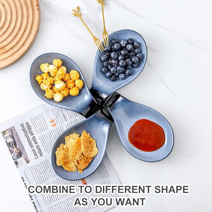 Nihow Ceramic Spoon Rest: 4 Inch Stable Utensil Rest - Heat Resistant Spoon Holder for Kitchen counter/Countertop/Stove Top - Dishwasher Safe - Elegant Black & Grey (1 PC)