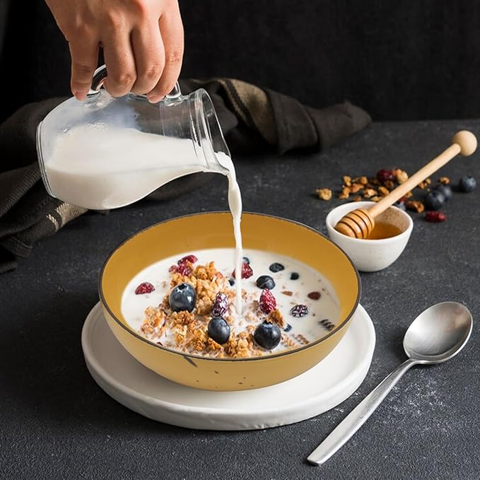 Esfour Round Porcelain Bowls - 18 Ounce - Set of 4 - Microwave, Oven, Dishwasher-Safe, Scratch Resistant, Porcelain Durable Small Dishes Bowls for Cereal, Salad, Pasta, Soup, Dessert - Assorted Vivid