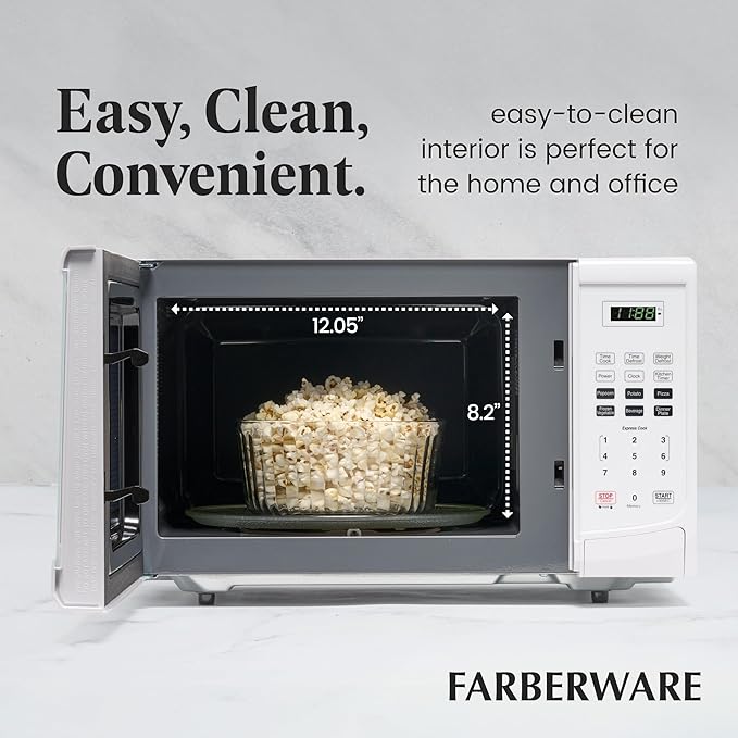 Farberware FM09WHA Microwave Oven, 0.9 Cu. Ft, White