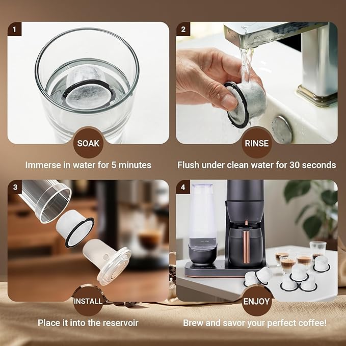 RAWILL 12PC Ge Cafe Water Filter Replacement,Compatible with Café and GE Profile Grind & Brew Machine,Coffee Maker Filters Charcoal for C7CGFLTR