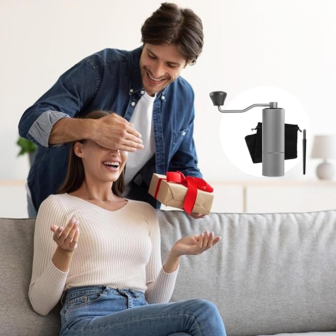 Mini Manual Coffee Grinder, 40 Adjustable Settings, Portable Hand Mill with 30g Capacity, Conical Burr for Espresso, Pour Over, Travel, Camping, Office (Black)