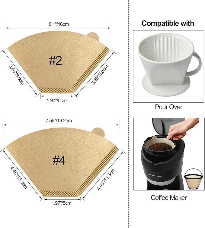 Pro Mael Cone Coffee Filters #4, Number 4 Coffee Filter 8-12 Cup for Drip Coffee Maker, Unbleached Natural (100, #4)