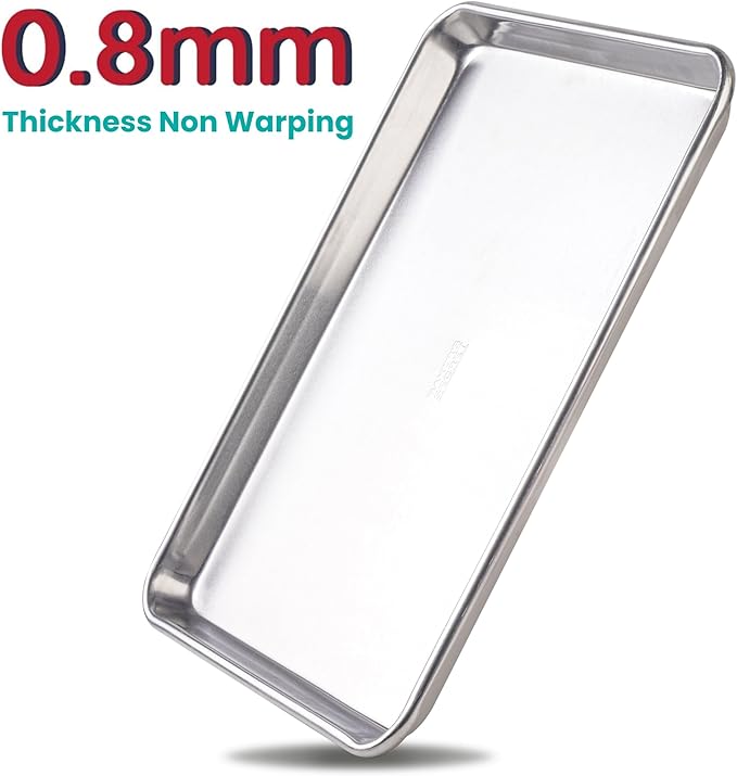 Commercial Quality Baking Sheet Pan Set, 2pcs 17" Baking Trays, 100% Recycled Aluminum, Baking Sheet Cookie Sheets for Baking, 0.8mm Extra Thick Baking Pan, Commercial Grade by Baker's Secret