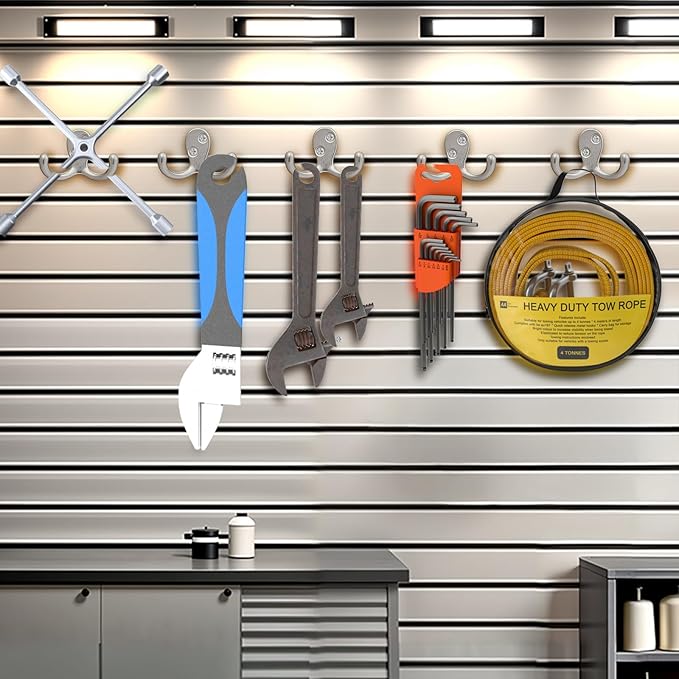 Coat Hooks Wall Hooks for hanging - 15 pack Silver Double Prong Hook Wall Mounted - Great for Living Room, Bedroom, Kitchen, Closet for Coat, Bag, Towel, Hat, Key, Cup, Heavy-Duty, Easy to Install